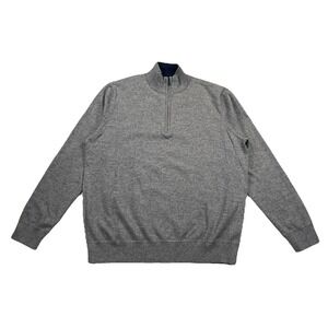 Faherty Suffolk Pullover 1/4 Zip Cotton Cashmere Light Gray Men's XL